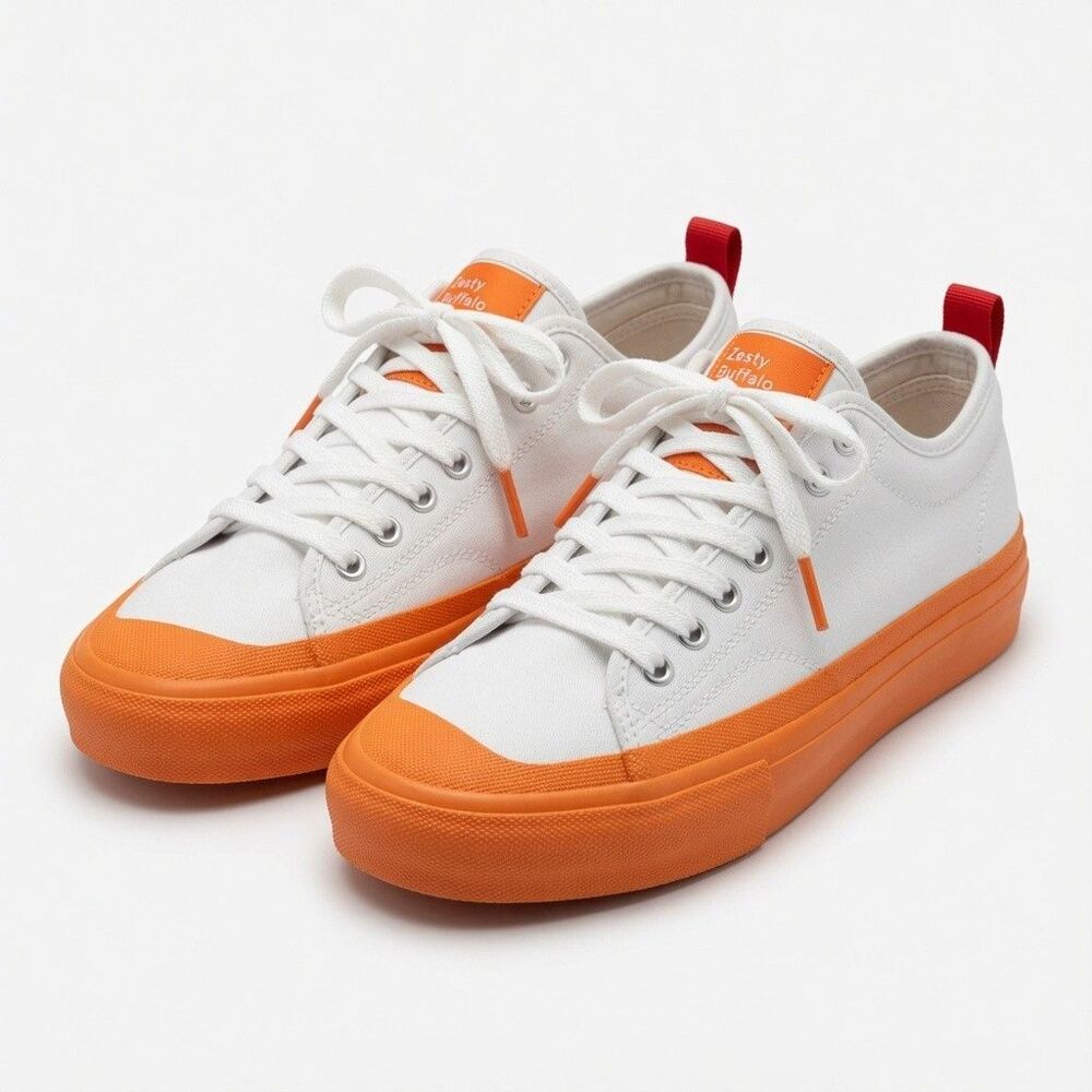 Chick-fil-A Zesty Buffalo Sauce Shoes Womens Sz 9 White Orange Canvas Sneakers